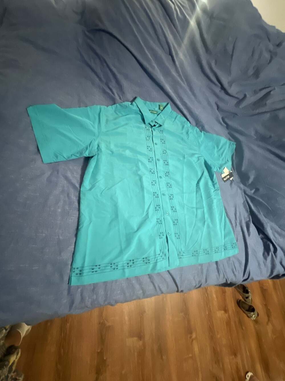 Cubavera Men's Big & Tall Diamond Print Embroidered Guayabera Shirt